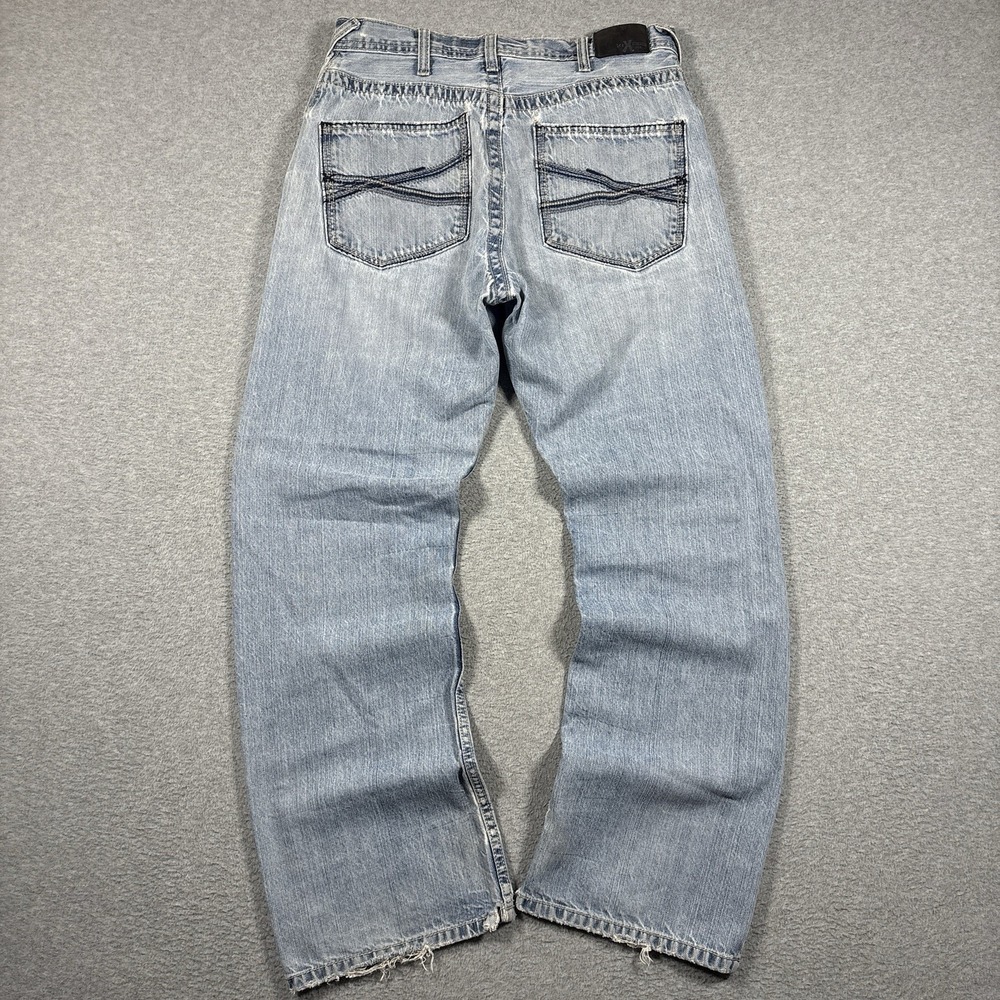 Lee Dungarees XLine Bootcut Jeans Men 32x30 Light Wash Blue Denim Distressed Y2K